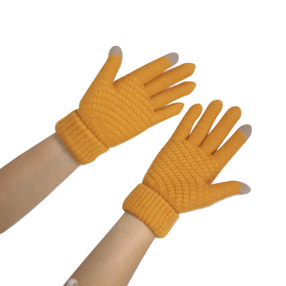 Einfarbige Zwei-Finger-Strick-Touchscreen-Handschuhe