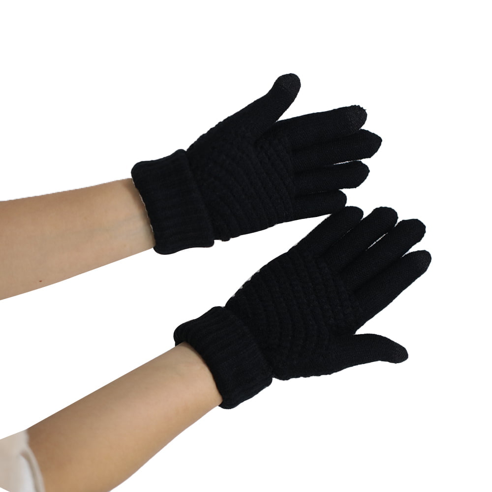 Einfarbige Zwei-Finger-Strick-Touchscreen-Handschuhe