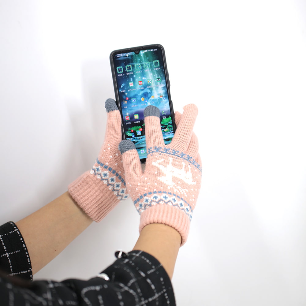 Zweifinger-Touchscreen-Handschuhe aus Acryl-Jacquard