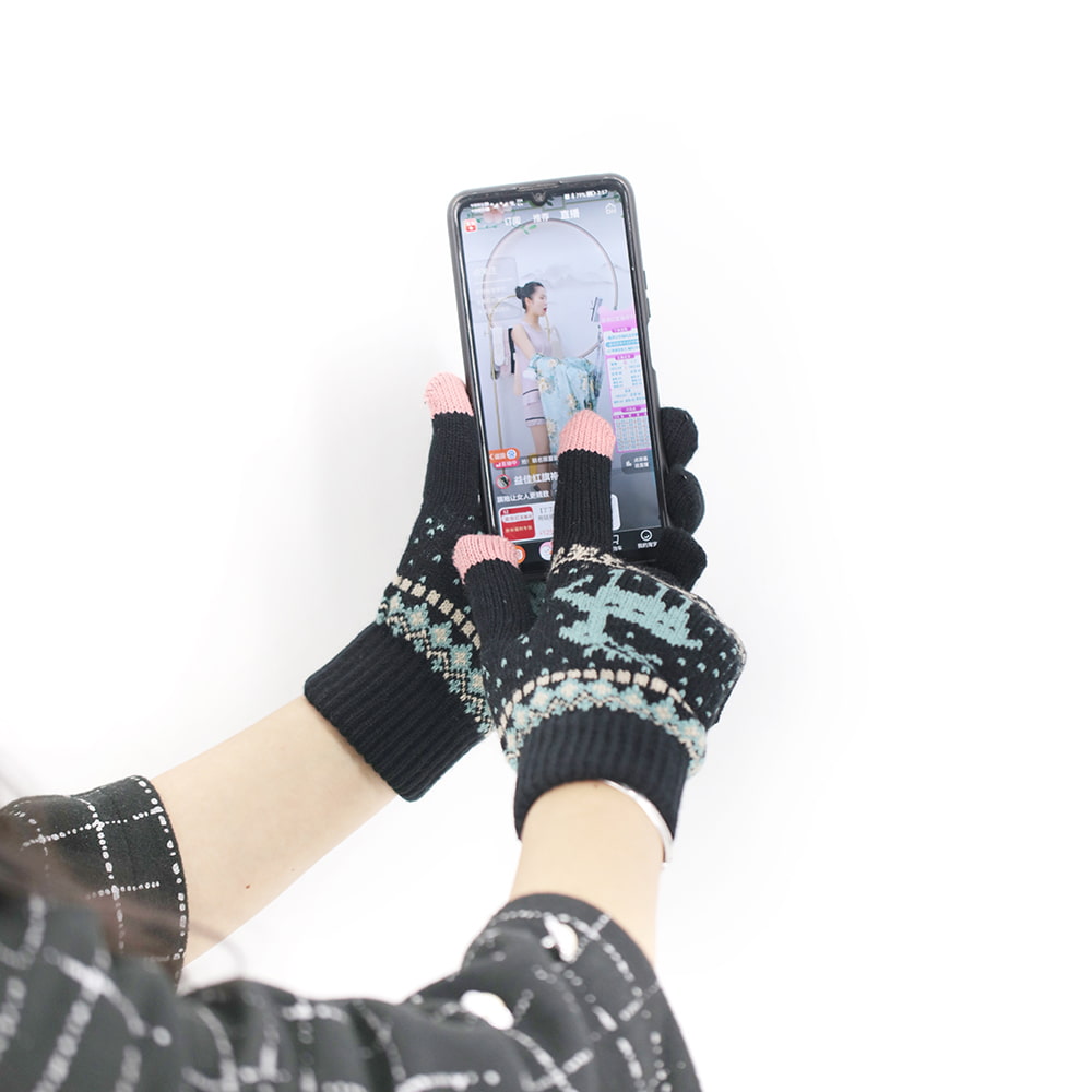 Zweifinger-Touchscreen-Handschuhe aus Acryl-Jacquard