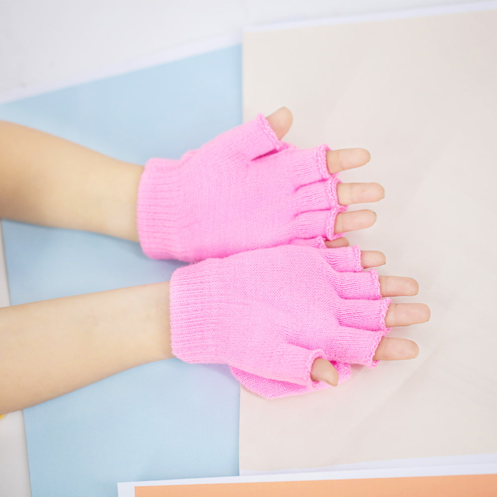 Halbfinger-Strickhandschuhe für Kinder mit Klappe