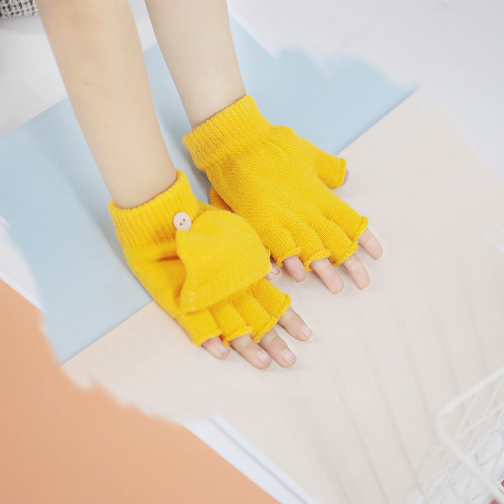 Halbfinger-Strickhandschuhe für Kinder mit Klappe