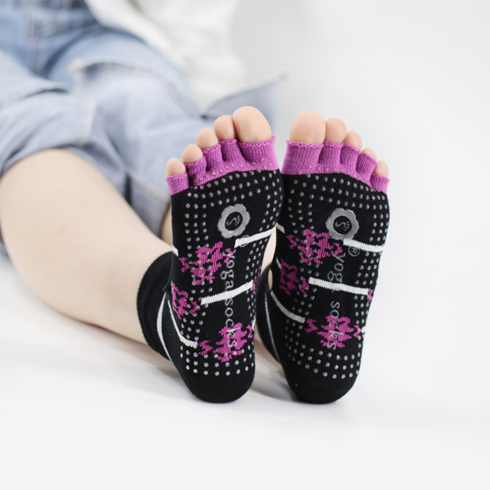 Rutschfeste Yoga-Socken mit fünf Zehen und offener Zehenpartie