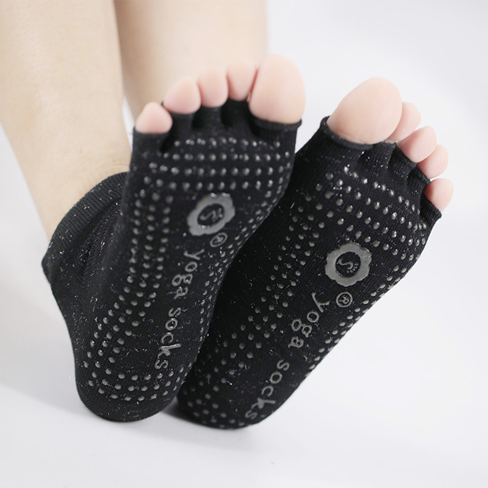 Glänzende Yoga-Socken mit halbem Zehenbereich aus Seide