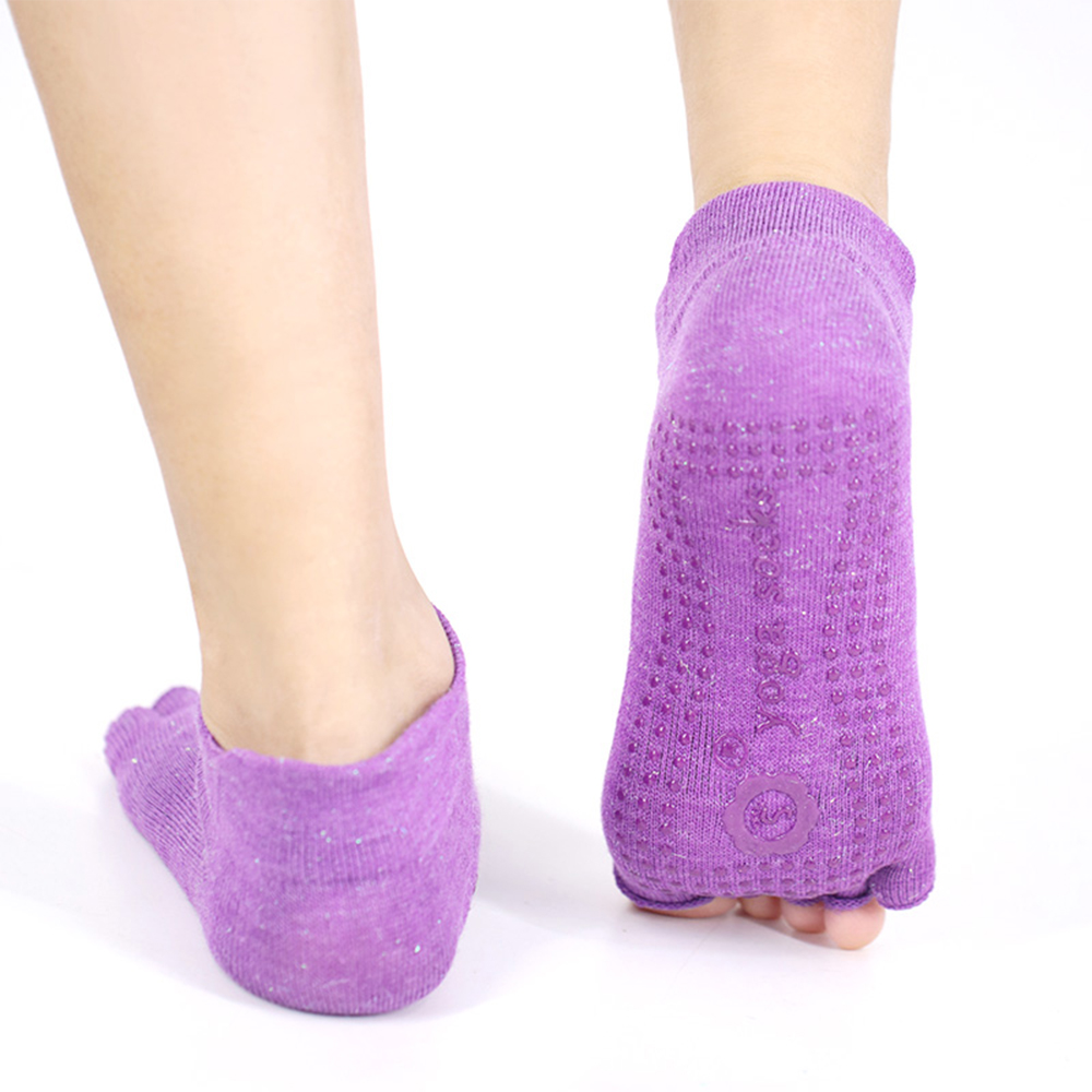 Glänzende Yoga-Socken mit halbem Zehenbereich aus Seide