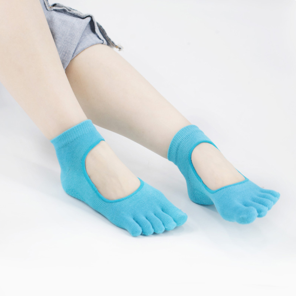 Yoga-Socken mit fünf Zehen und voller Zehenrückseite aus elastischem Stoff