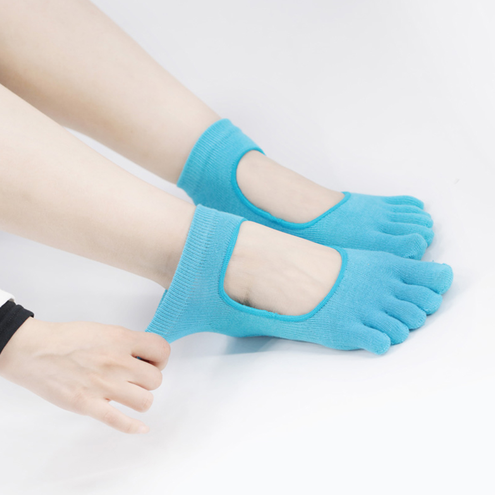 Yoga-Socken mit fünf Zehen und voller Zehenrückseite aus elastischem Stoff