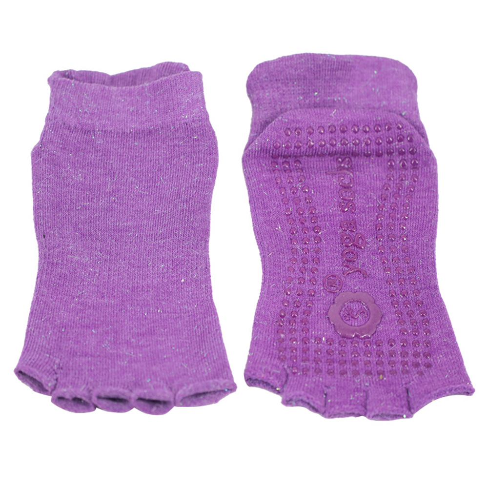 Glänzende Yoga-Socken mit halbem Zehenbereich aus Seide