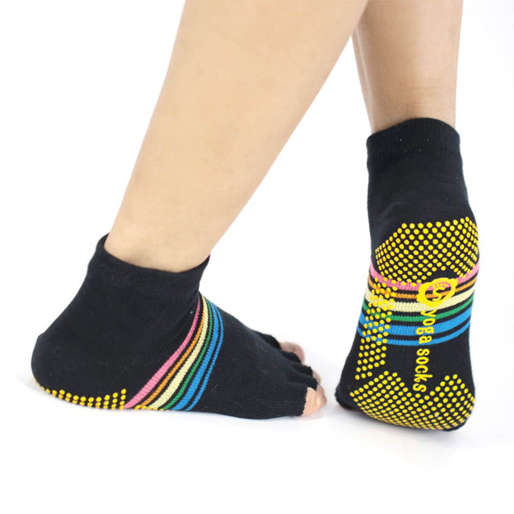 Rutschfeste Yoga-Socken mit fünf Zehen und halber Zehenpartie