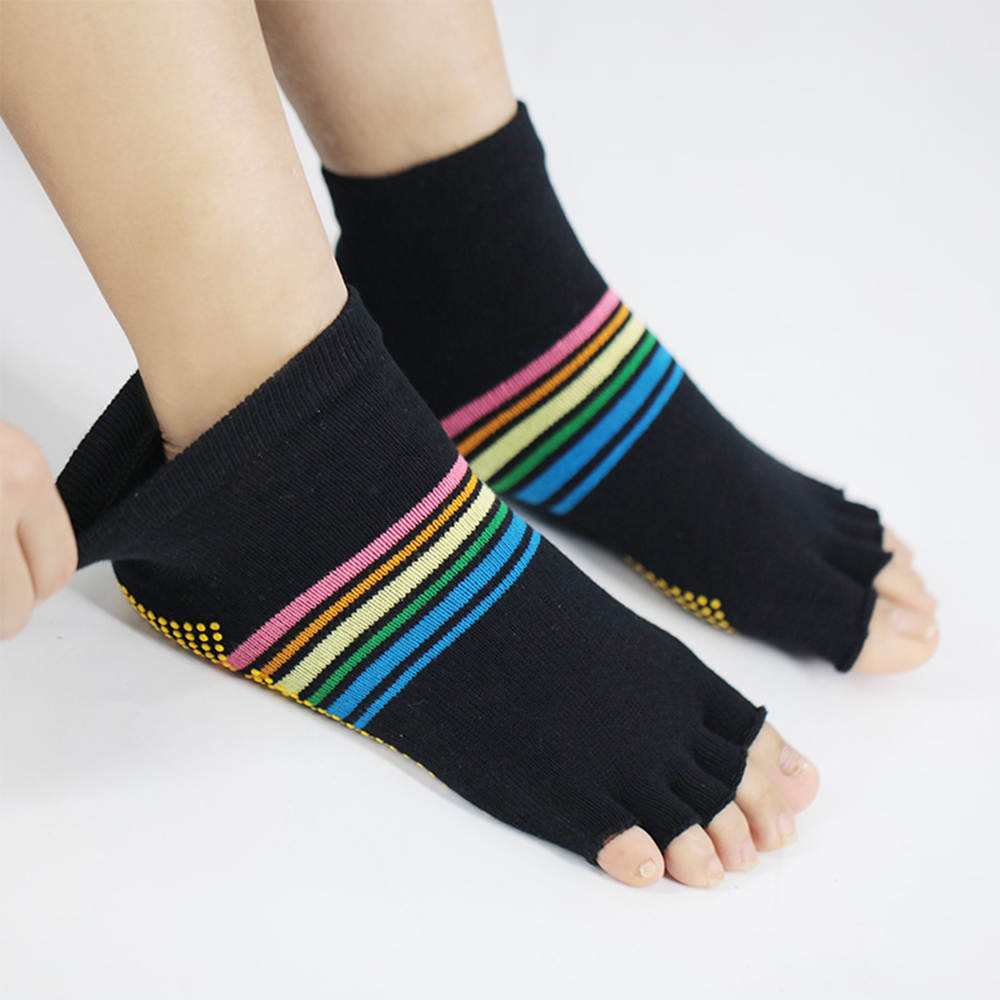 Rutschfeste Yoga-Socken mit fünf Zehen und halber Zehenpartie